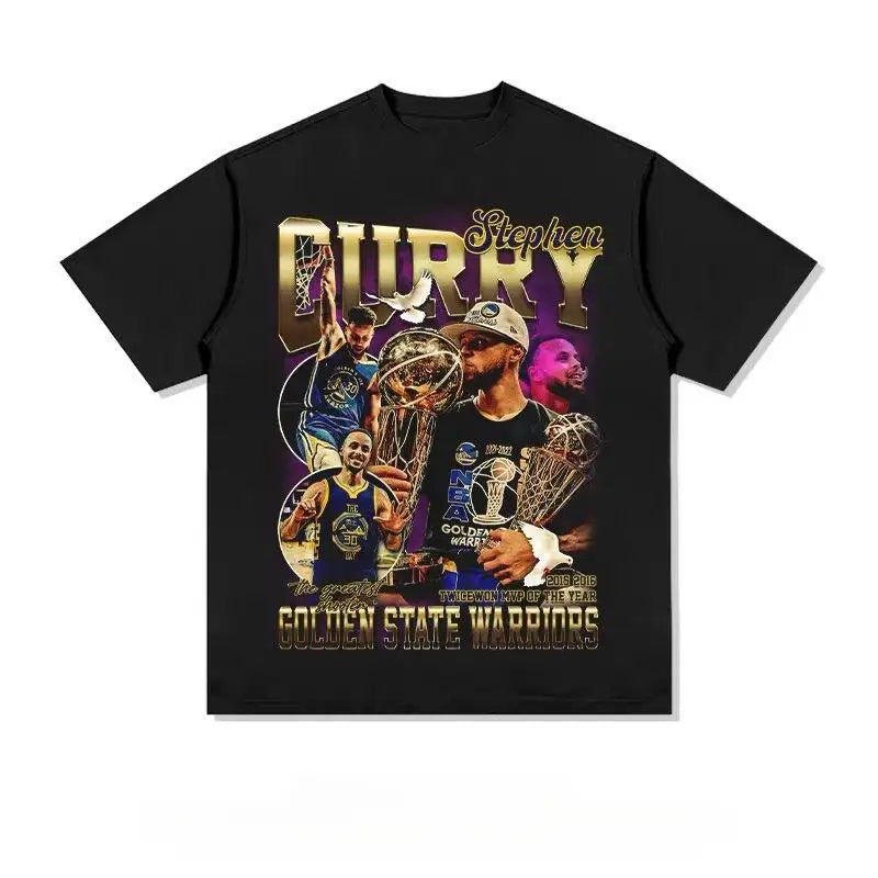 Stephen Curry Basketball T Shirt Men Women Oversized Cotton Short Sleeve Championship Trophy Print Premium Collectible Top