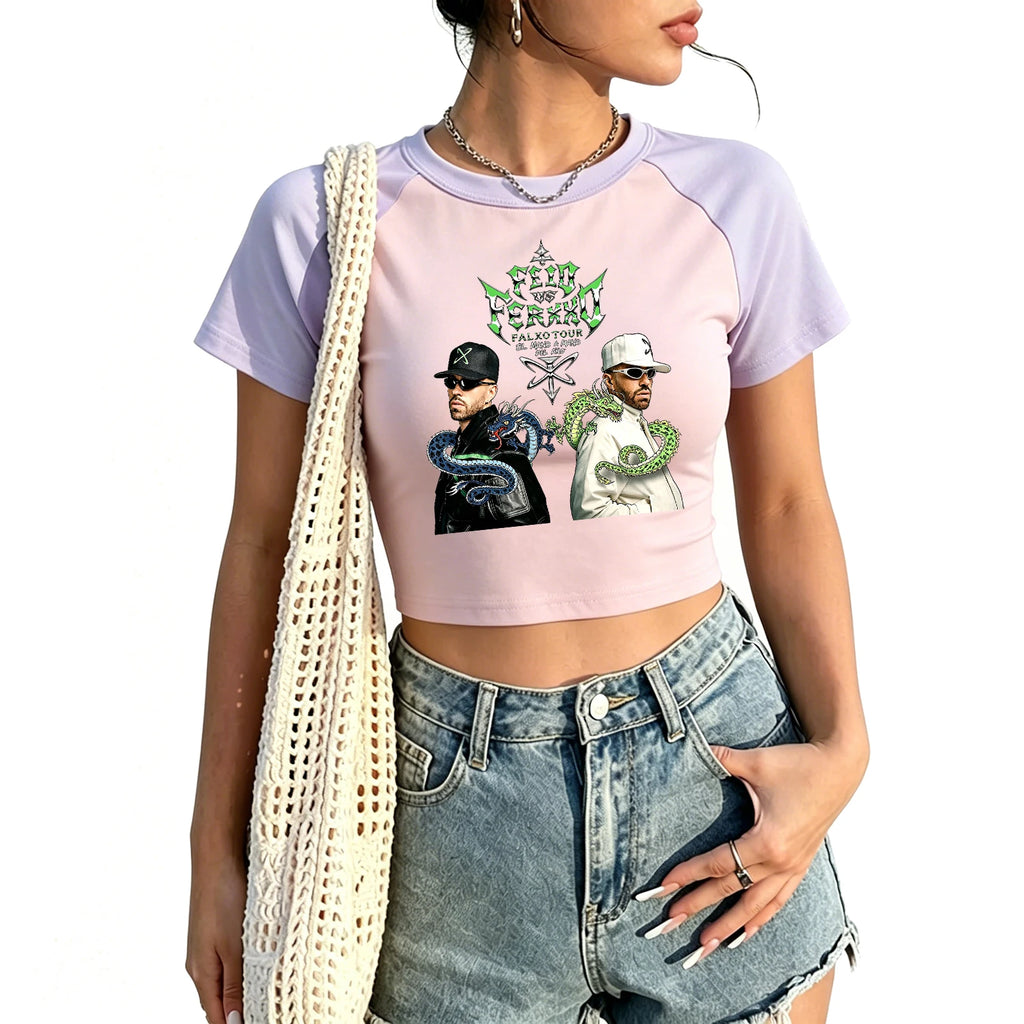 Feid Ferxxo Falxo Tour 2026 Crop Top Women Short Sleeve Graphic Tee Casual Y2K Streetwear Fans Merch Cropped T-shirt