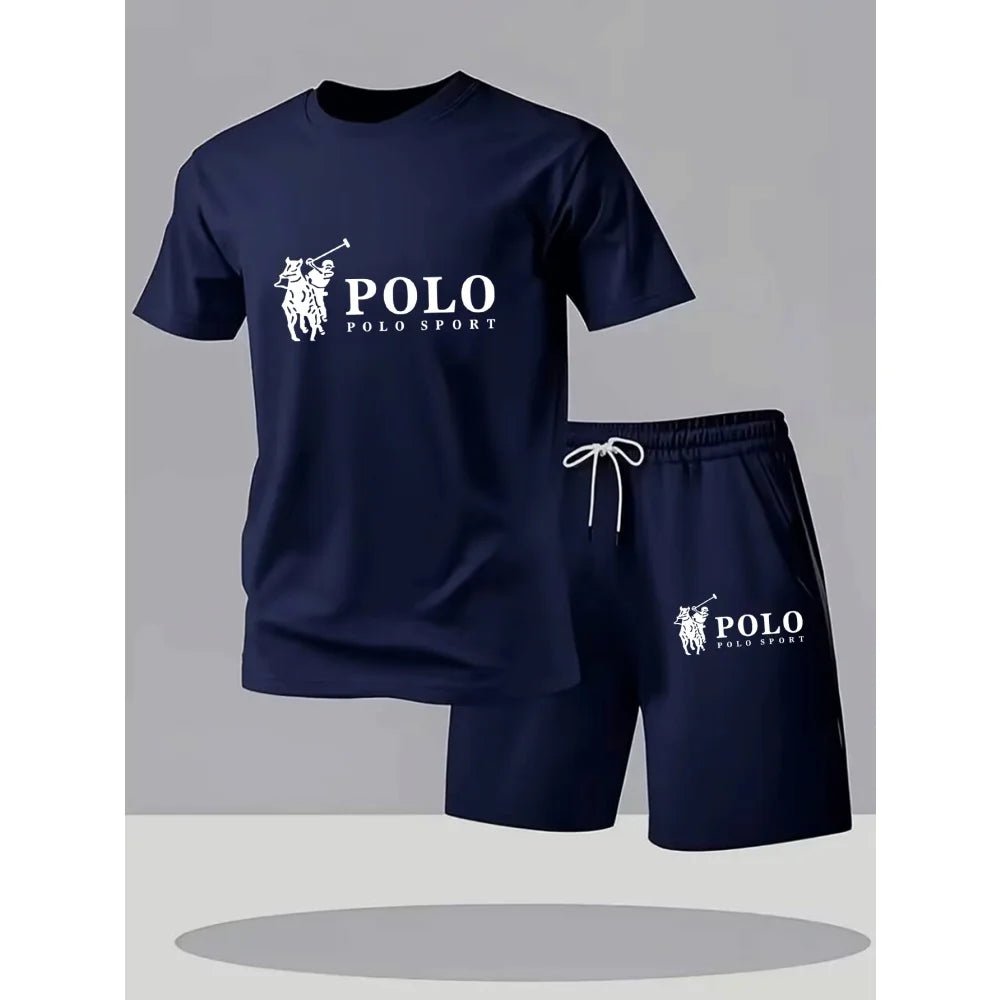 2026 Summer Men's Set Urban Casual Fashion T-shirt and Shorts High Quality Crew Neck Short Sleeve Outfits Male Daily Sportswear - Desert aura