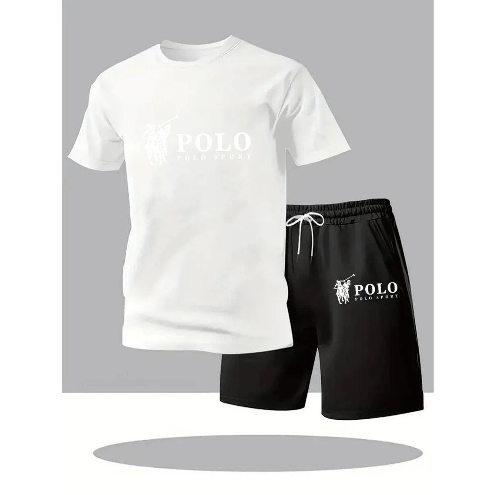 2026 Summer Men's Set Urban Casual Fashion T-shirt and Shorts High Quality Crew Neck Short Sleeve Outfits Male Daily Sportswear - Desert aura
