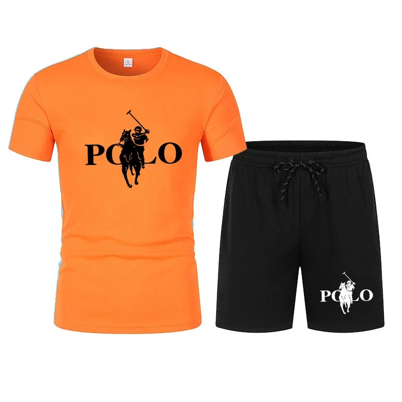 2026 Summer Fashion Trend Leisure Sports Set Mesh High Street Men's Set T-shirt