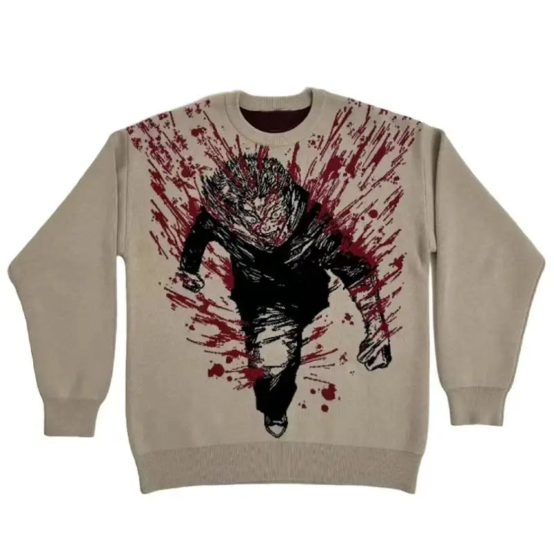Butterfly Anime Girl Knitwear Sweater Pullovers 2024 Winter Harajuku Y2k Vintage Men's Jumpers Wool Women's Sweater Sweatshirts