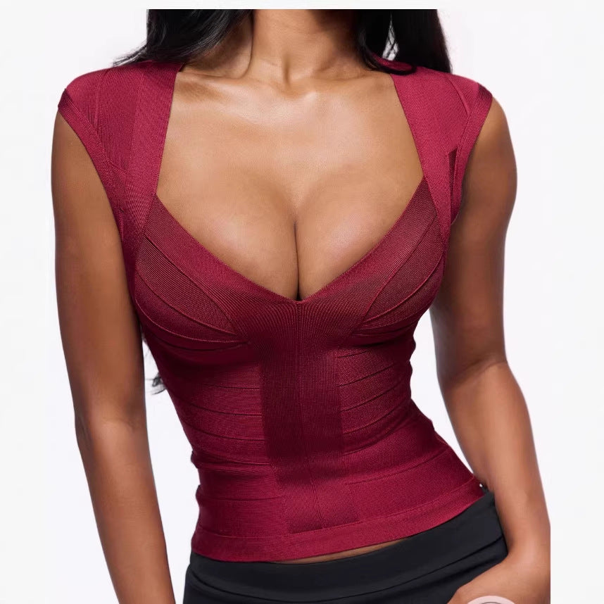 Ribbed V-Neck Crop Top