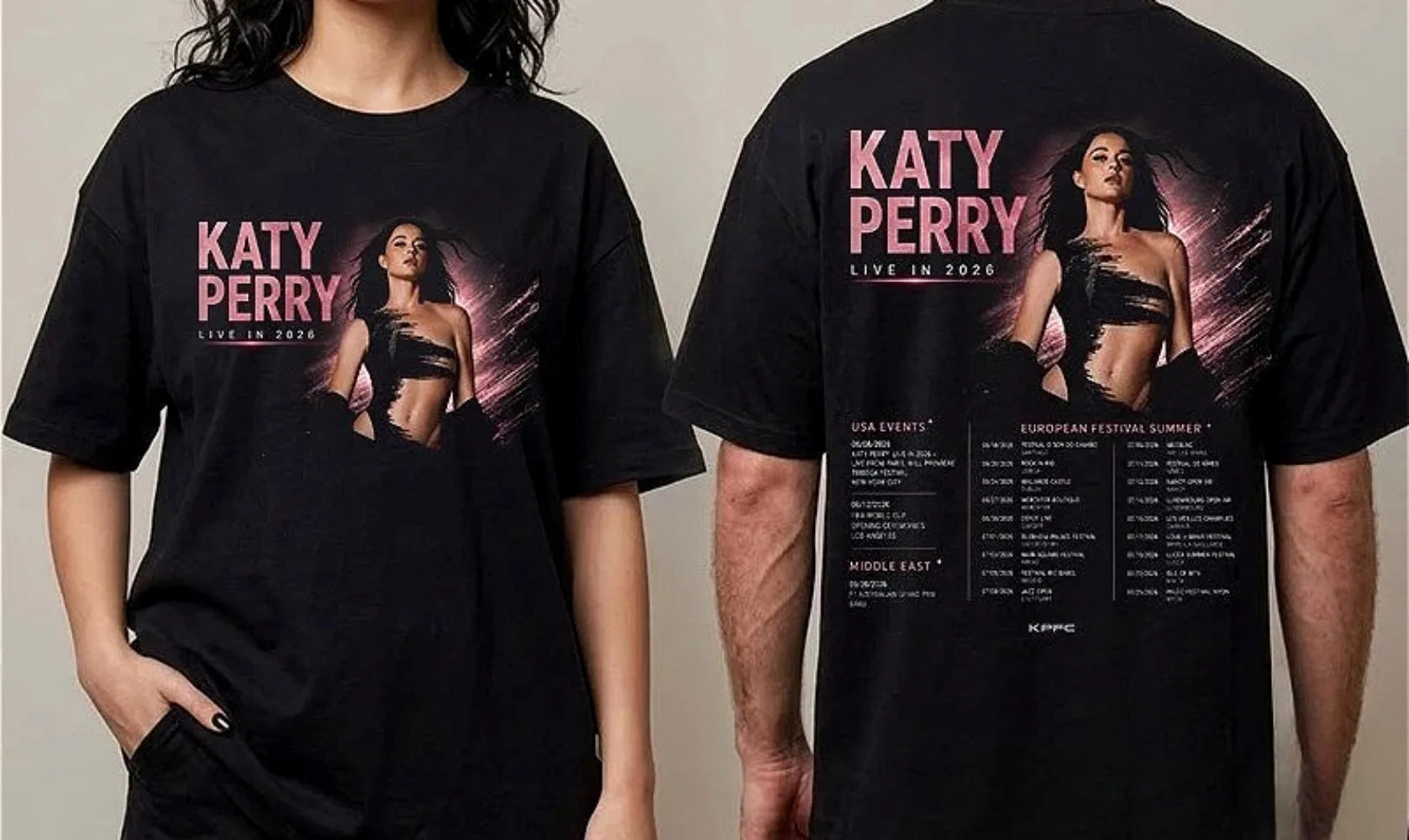 Katy Perry Live In 2026 Schedule Tour Dates T Shirt Men/women 2026 summer new Fashion Men's T-shirt Casual Streetwear Hip Hop