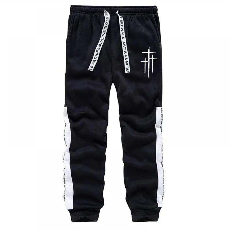 2026 New Arrival Men's Tracksuit Hoodie and Sweatpants 2pcs Set Autumn Daily Casual Sports Hooded Sportswear Cross Print Outfits