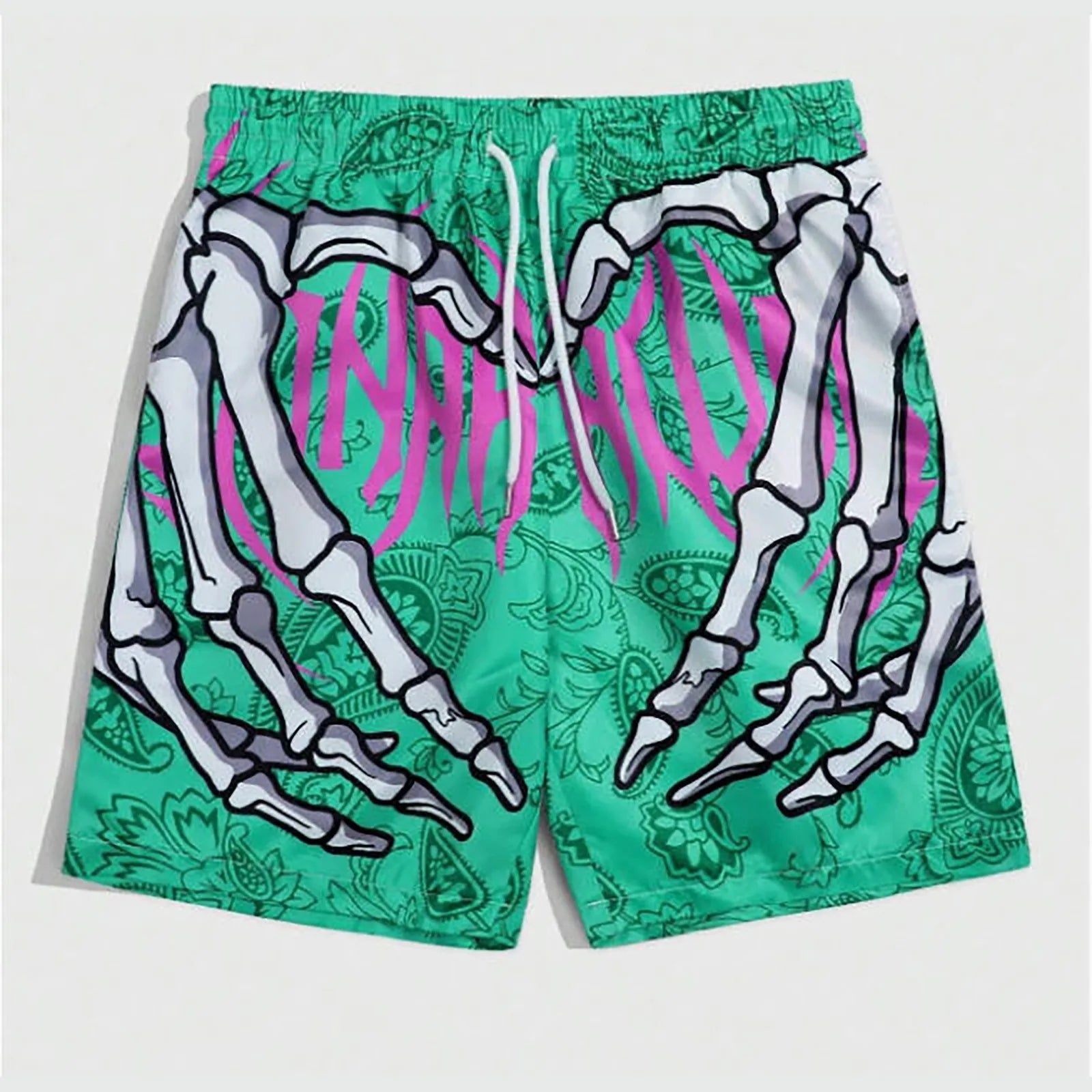Elastic Waist Jogging Shorts Swim Trunks Board Shorts Summer New Beach Shorts With Hand 3D Print Y2k Shorts For Men