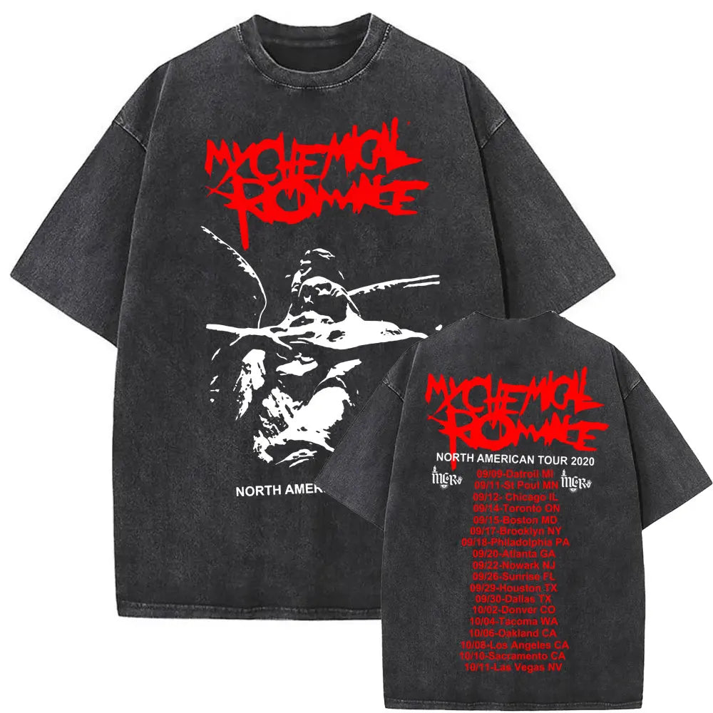 Washed Vintage Rock Band My Chemical Romance The Black Parade Tour 2025 T-shirt Men Women Fashion Punk Emo Oversized T Shirts