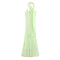 Fashionable Scarf Decorated Summer New Arrival Women's Dress Strapless Gown Polyester Fabric round Neckline Casual Wear