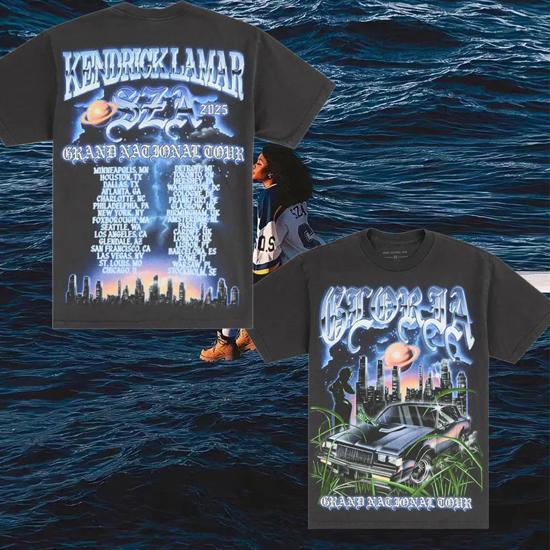 2025 SZA MARIAS Lamar TShirt Grand National Tour Men and Women Clothing Oversize Vintage Unisex High Quality Cotton Clothes