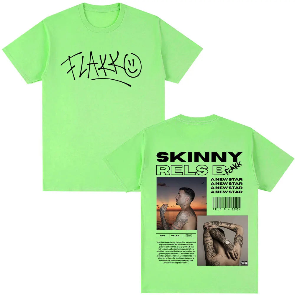 Rapper RELS B Skinny Flakk A New Star Album T-shirt Men Women Clothing Fashion Hip Hop T-shirts Cotton Loose T Shirts Streetwear