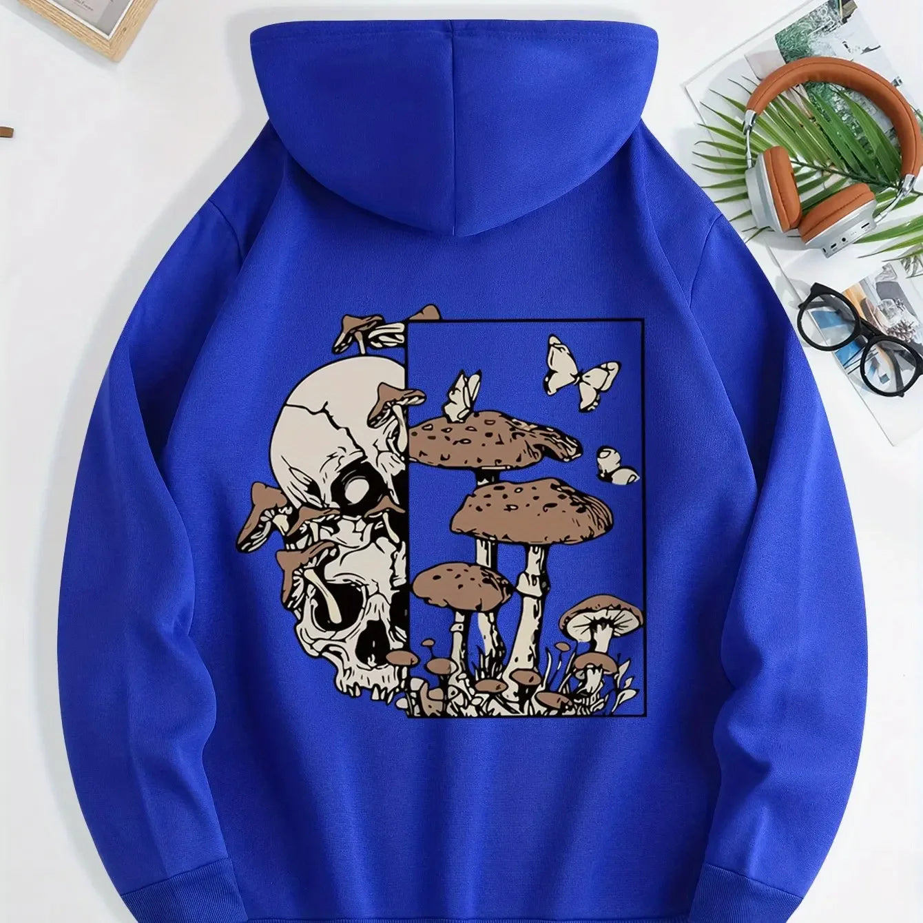New unisex stylish hooded sweatshirts casual everyday hoodies printed with skull mushroom and butterfly patterns
