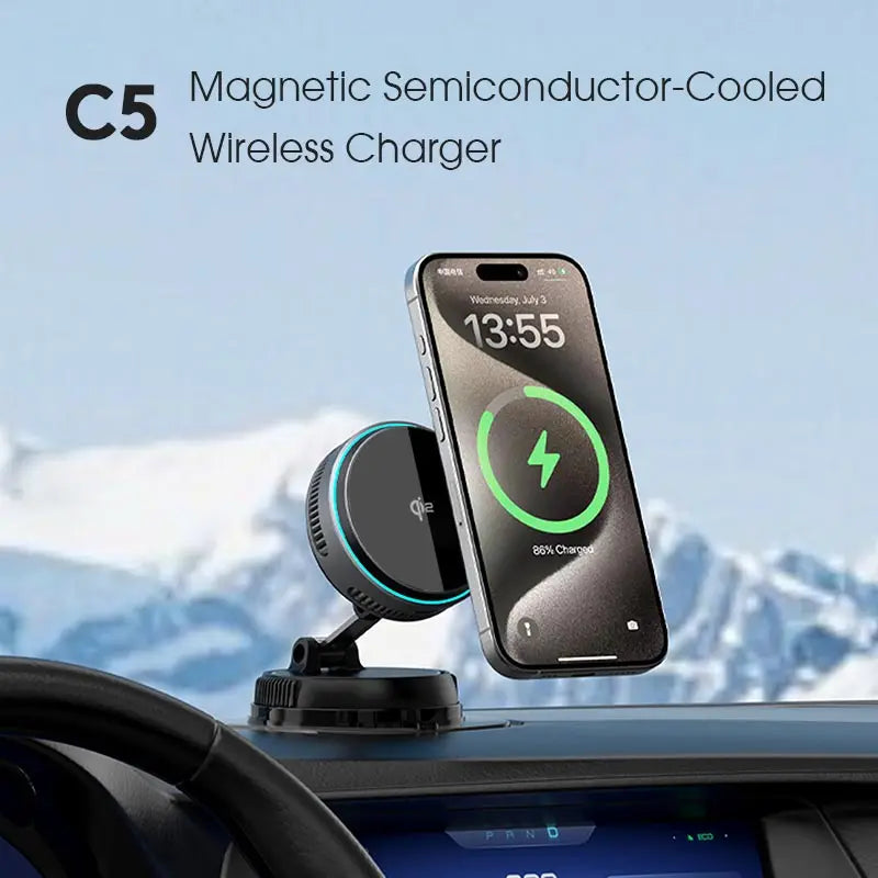 15W Magnetic Qi2 Wireless Charger with Cooling Radiator and Switchable RGB Light for Smartphones Phone Cooler for Gaming