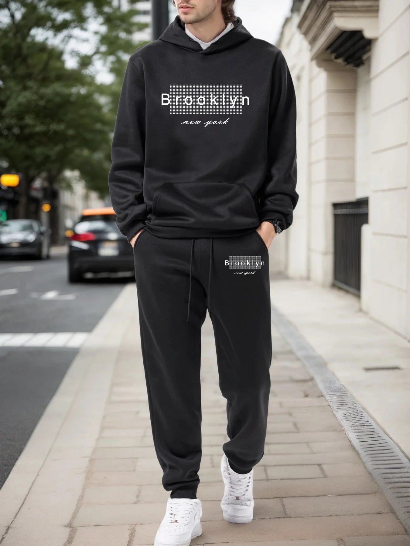 Mens Tracksuit Daily Casual Sweatshirts Sweatpants Outdoors Gym Sports Jogging Man Clothing Fashion Single Piece Hoodies Pants
