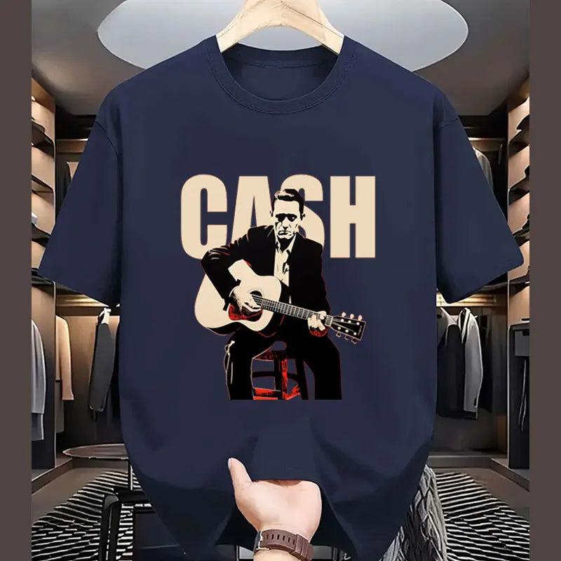 Vintage Johnny Cash Shirt Coutry Music Camisetas Cotton Crewneck Man Clothes Print Graphic T Shirts Camisa Classic Legend Tees