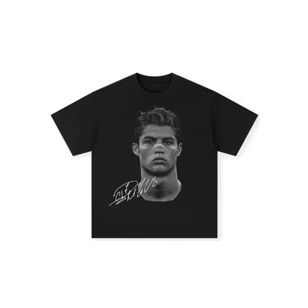 Soccer Star Cristiano Ronaldo Printed T-shirt European and American Street Hip-hop Men and Women Summer Short-sleeved Top