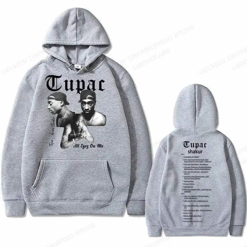 Tupac 2pac Graphic Hoodie Men Clothing Fashion Oversized Hip Hop Comfortable Autumn Winter Sweatshirt Male Casual Fleece Hoodies
