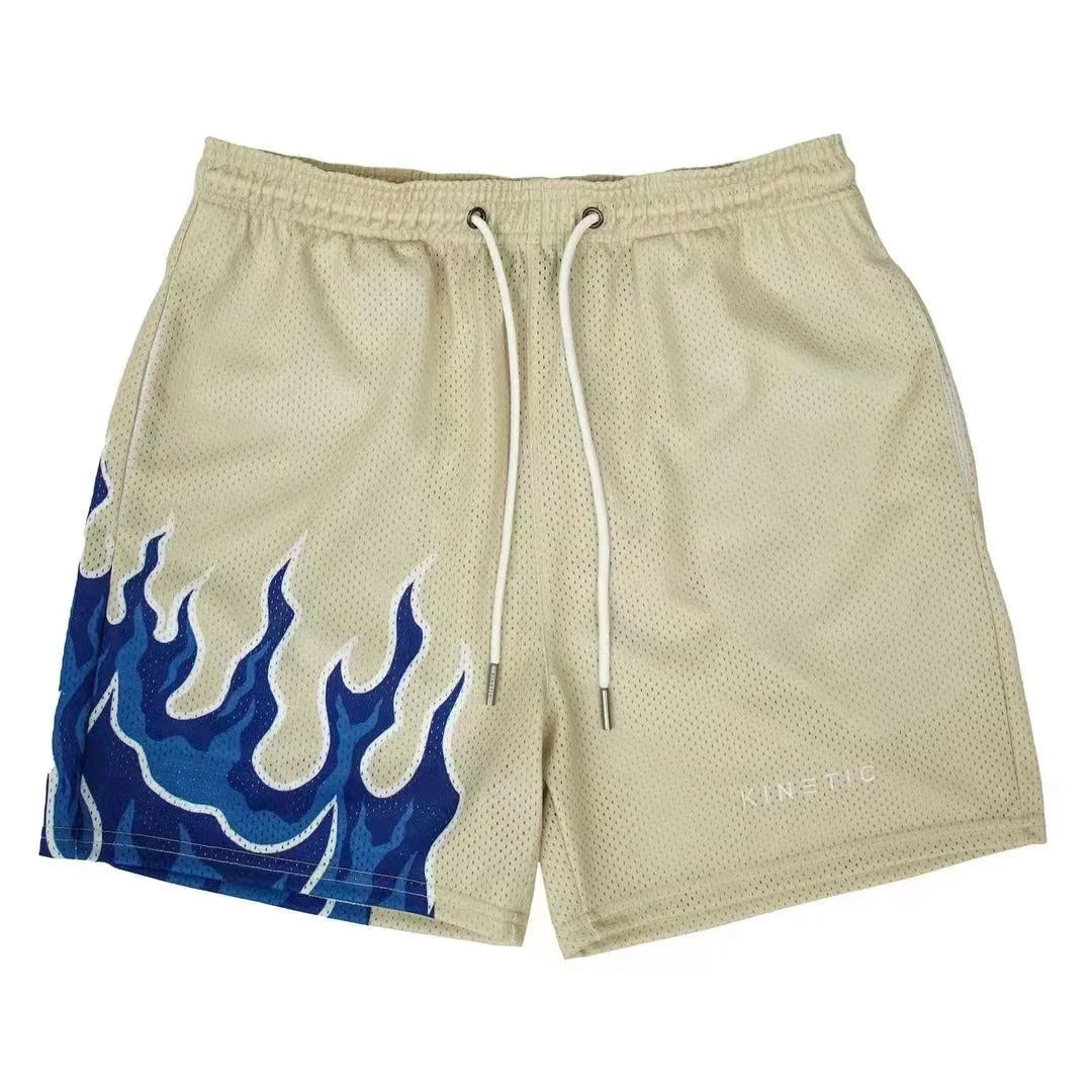 2025 Breathable Men Shorts GYM Basketball Running Quick-Drying Shorts Baggy Flame Print Fashion Shorts Summer Shorts