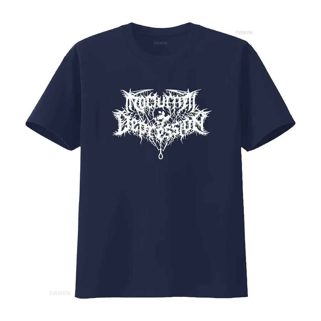 Nocturnal Depression Black Metal Band Logo Print T Shirt for Men Gothic Style  vintage Washed graphic Stretched homme