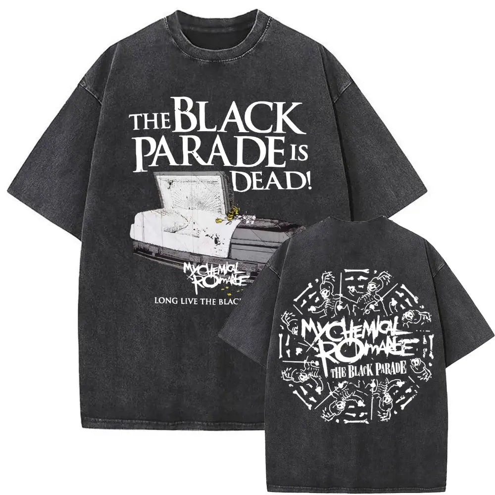 Washed Vintage Rock Band My Chemical Romance The Black Parade Tour 2025 T-shirt Men Women Fashion Punk Emo Oversized T Shirts
