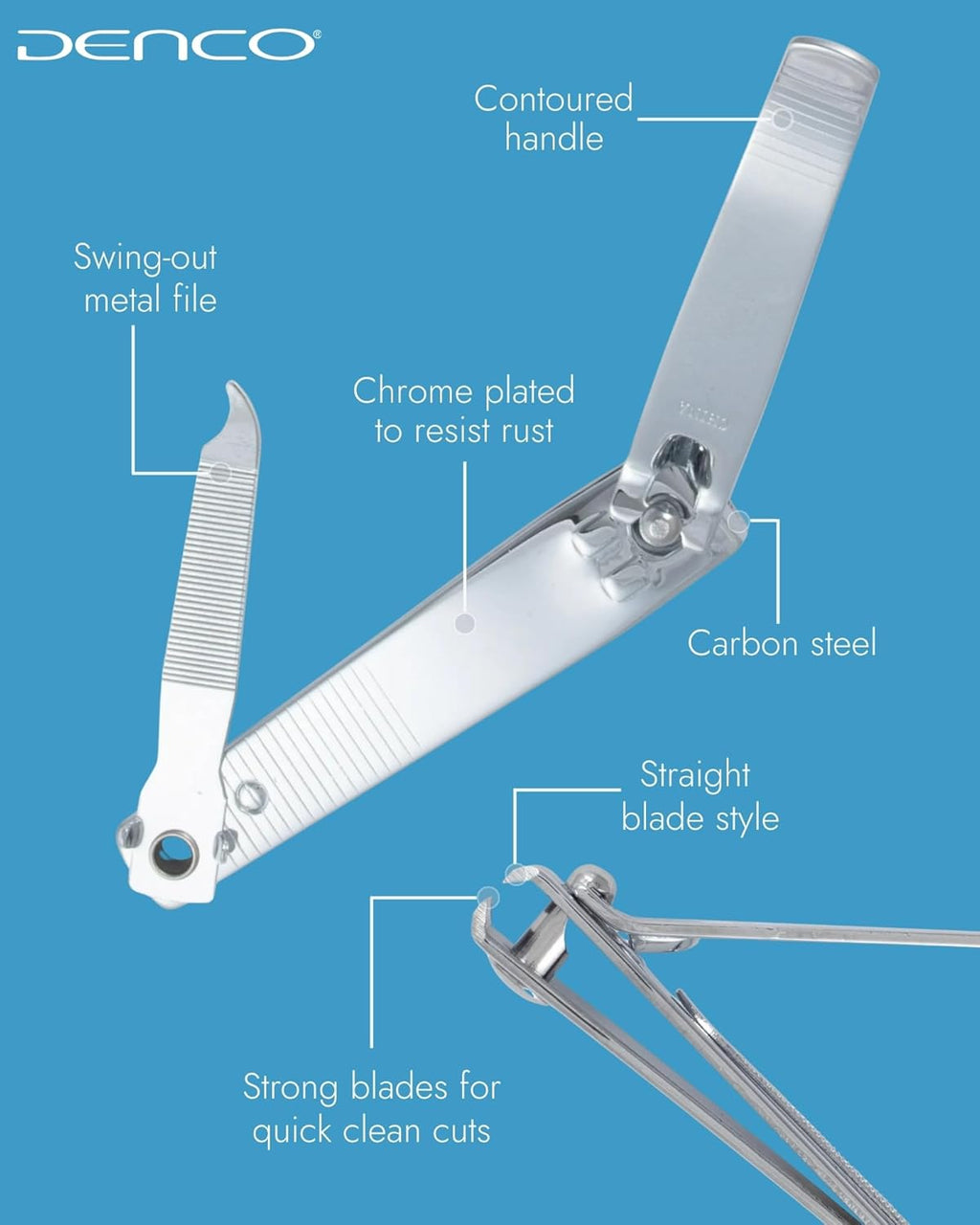 Straight Cut Toenail Clipper – Precision Straight Edge Cutter for Thick & Regular Nails, Tool for Ingrown Toenails – Heavy Duty Stainless Steel Nail Clippers with Built-In File
