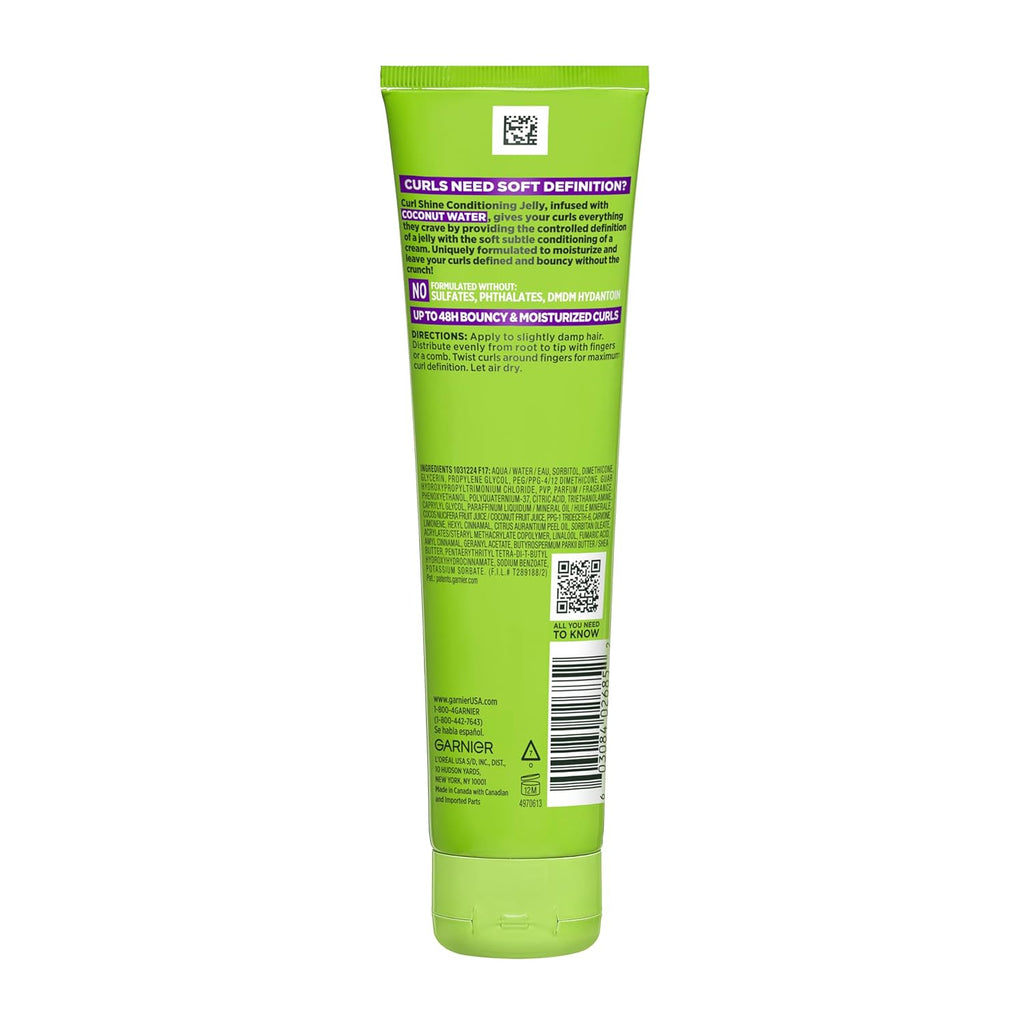 Garnier Fructis Curl Shine Conditioning Hair Gel, Frizz Control for Curly, Wavy, and Coily Hair, Extra Strong Hold for up to 48 Hrs of Bouncy, Moisturized Curls, 5.1 Fl Oz (Packaging May Vary)