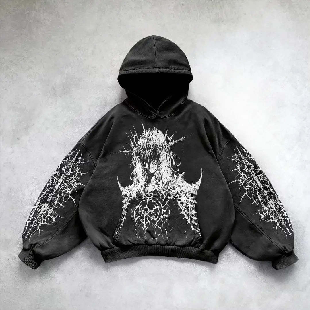 Harajuku Y2k Angel Pattern Hoodie Tops Oversized Hoodies Women Goth Streetwear Sweatshirt Tracksuit Men Couples Gothic Clothes