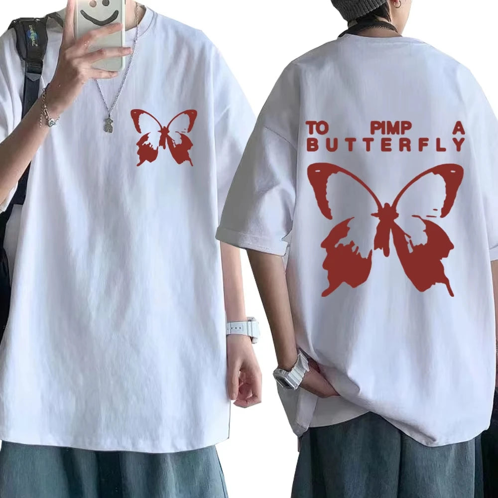 Kendrick Lamar T-shirt To Pimp A Butterfly Hip Hop Clothing Classic Fit Adult Size Rapper T Shirt Summer Men Women Oversized Tee
