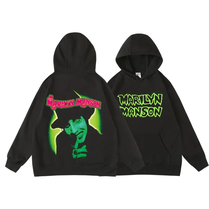 Rock Marilyn Manson Manson Band Autumn/Winter Hooded Pullover Sweatshirt for Men and Women