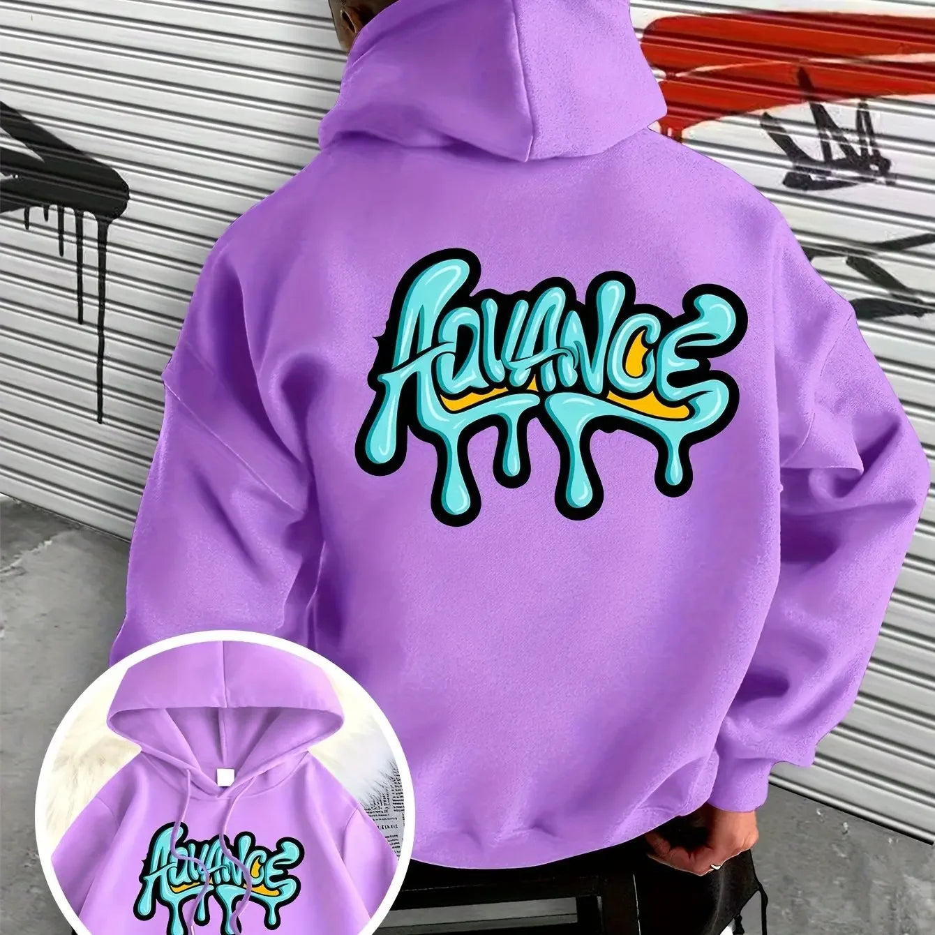 Men's hooded sweatshirt with stylish graffiti print design