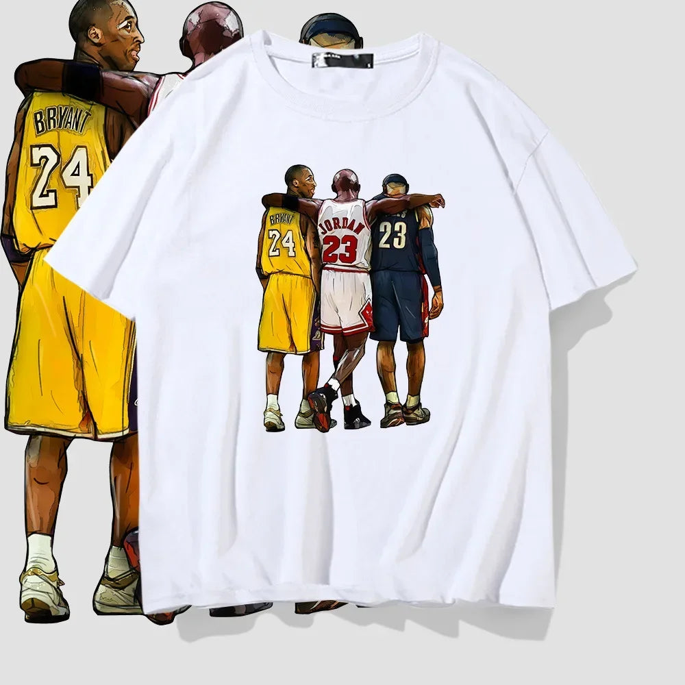 Kobe Bryant Children's Summer Cotton Short Sleeve T-shirt with LeBron James Cartoon Pattern Printed men clothing