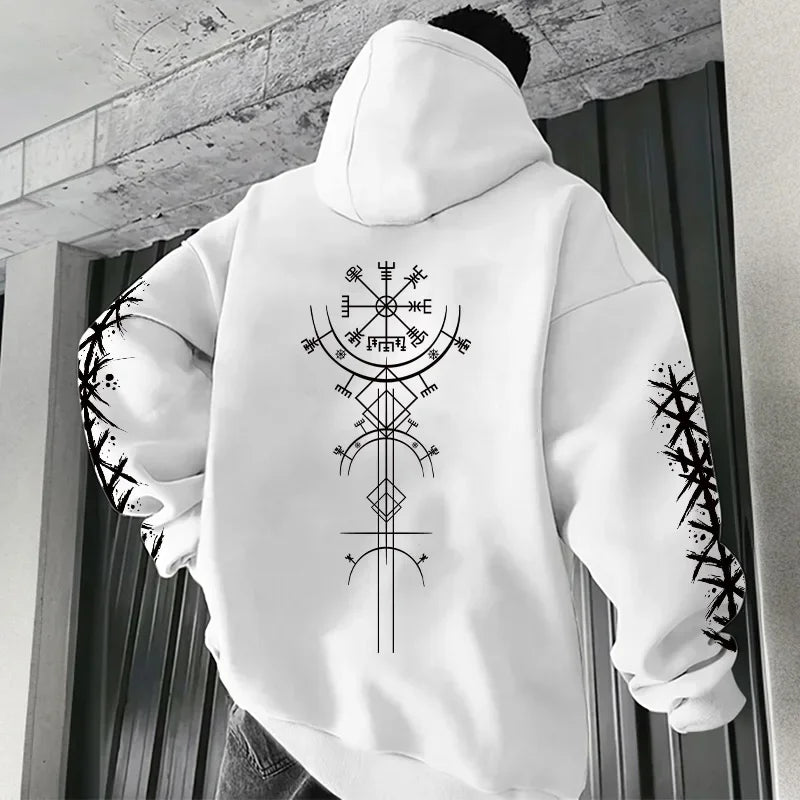 Autumn Winter Hot Sale Men's Hoodie High Grade Ancient Viking Rune Pattern Sweatshirt Male Home Outdoor Comfort Warm Casual Coat