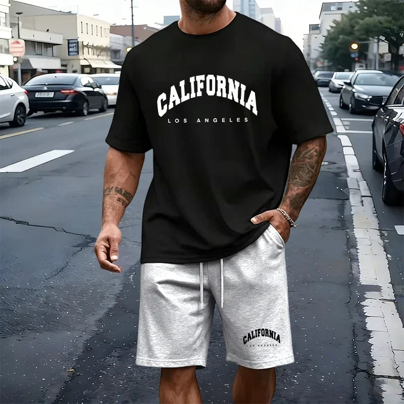 Men's T-Shirt Tracksuit Print Adult Sports Casual O Neck Short Sleeves Jogging Clothes Summer Street 2-Piece Set or Tees Shorts