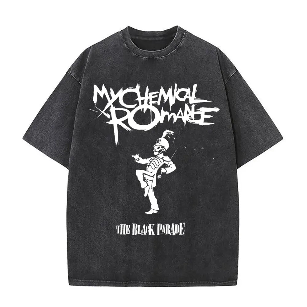 Washed Vintage Rock Band My Chemical Romance The Black Parade Tour 2025 T-shirt Men Women Fashion Punk Emo Oversized T Shirts