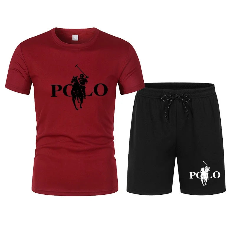 2026 Summer Fashion Trend Leisure Sports Set Mesh High Street Men's Set T-shirt