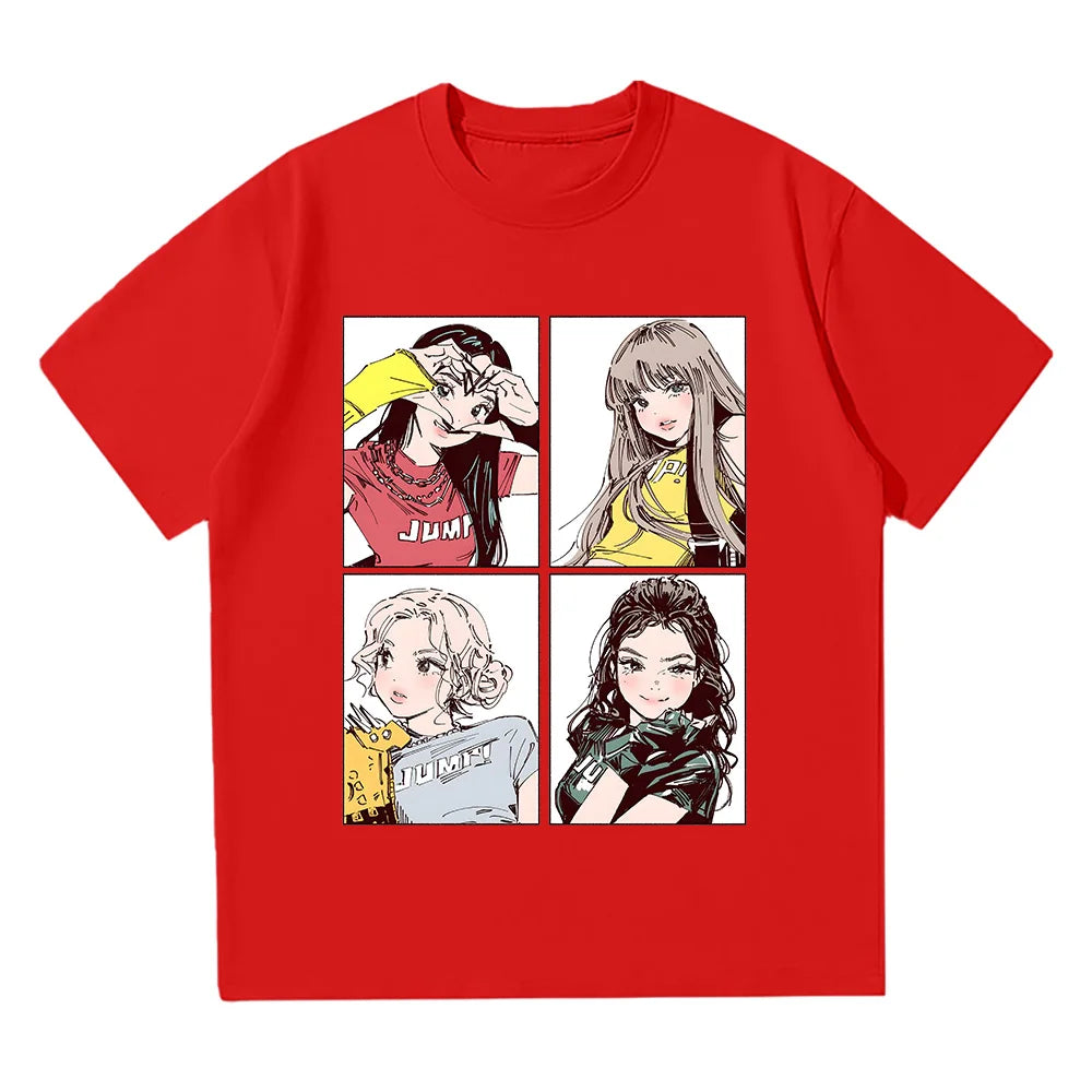 Kpop BP Jump 2026 Tees Pink Girls Band Clothing Adorable Anime Graphic T Shirts Summer High Quality  Comfortable Y2K Tops