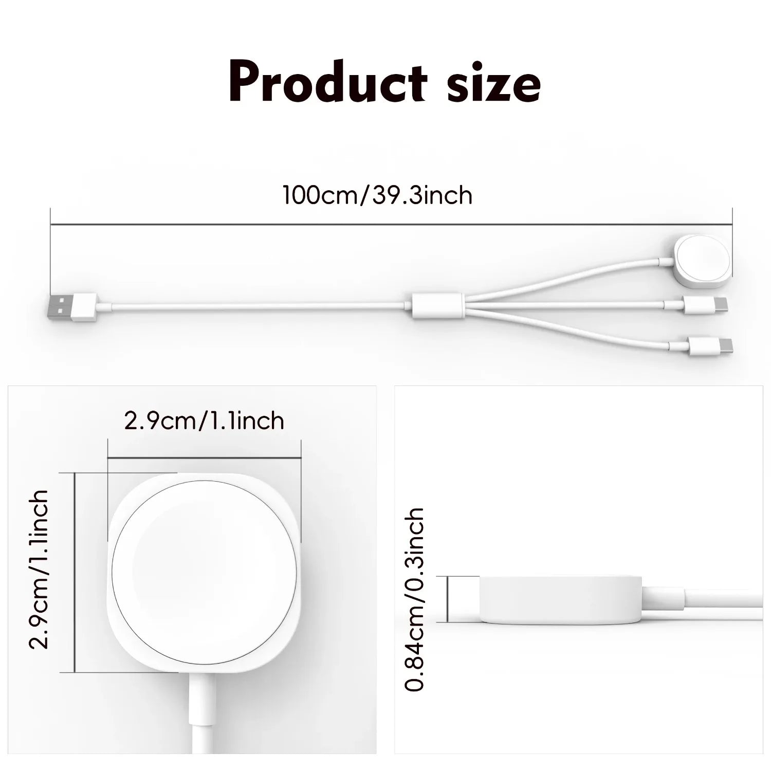 3 in 1  Magnetic Watch Charger Phone Charging Cable for iWatch 11 S10 SE Ultra & AirPods Pro 3 Dual Type C Fast Charging Station