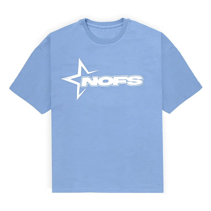 Y2K T-shirt Short Kpop Street Fashion Print Unisex Short Sleeve Tops Casual Loose Drawstring Shorts Pant Women Men Clothing Tees