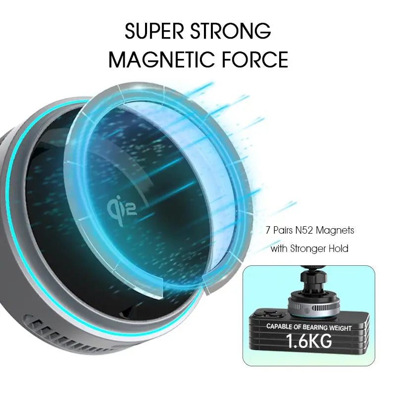 15W Magnetic Qi2 Wireless Charger with Cooling Radiator and Switchable RGB Light for Smartphones Phone Cooler for Gaming