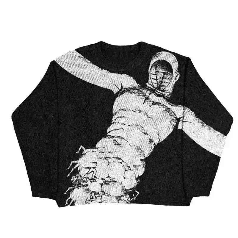 Butterfly Anime Girl Knitwear Sweater Pullovers 2024 Winter Harajuku Y2k Vintage Men's Jumpers Wool Women's Sweater Sweatshirts