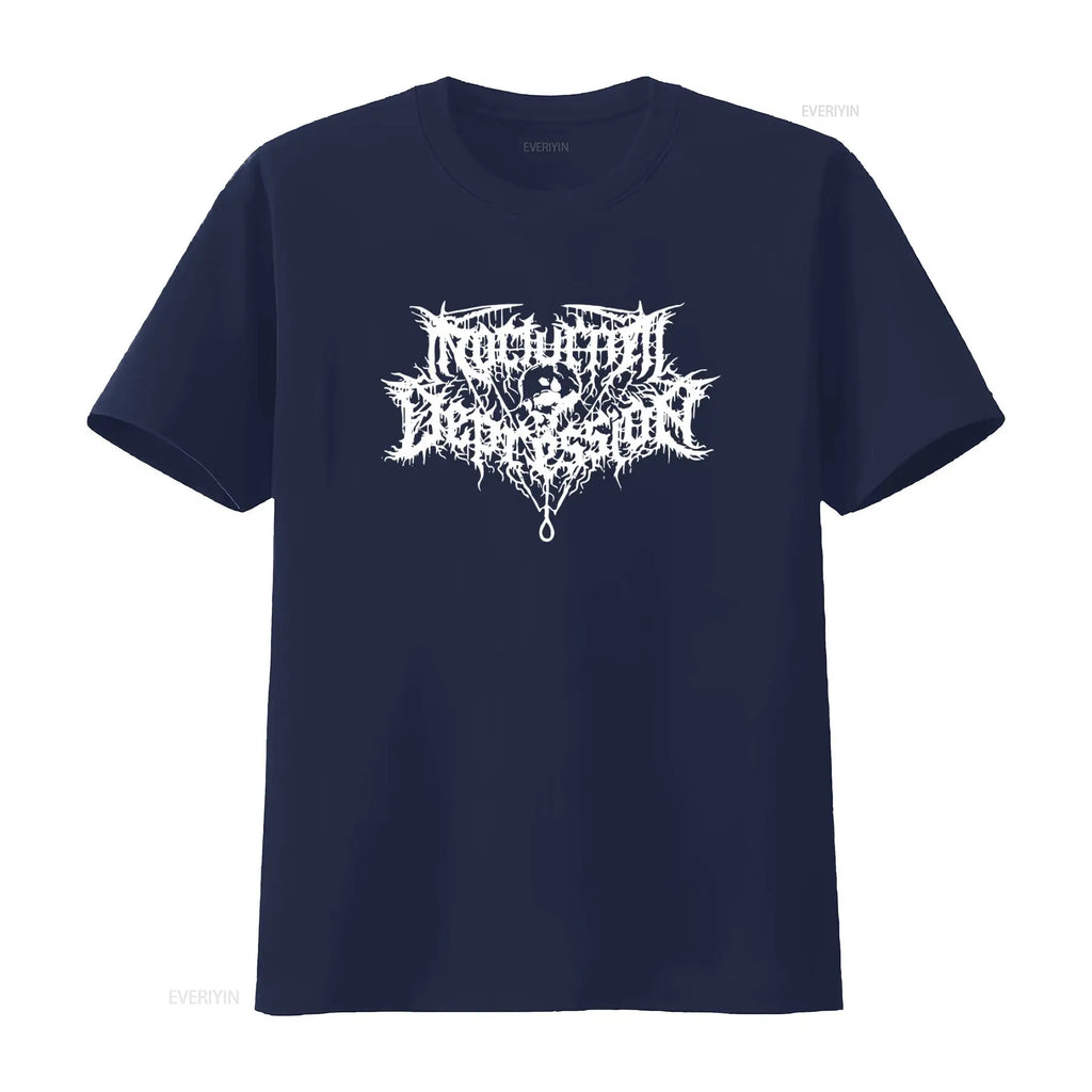 Nocturnal Depression Black Metal Band Logo Print T Shirt for Men Gothic Style  vintage Washed graphic Stretched homme