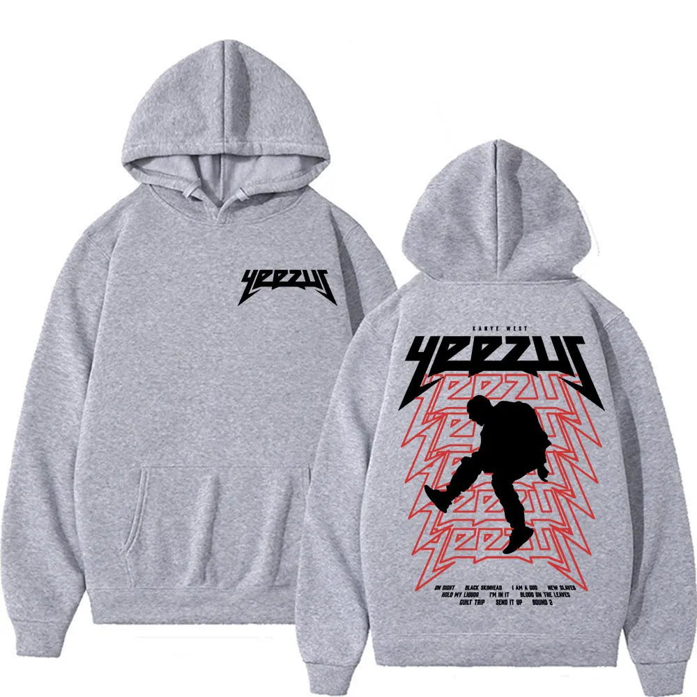 Rapper Kanye West Yeezus Tour Album Merch Hoodie Men Clothing Hip Hop Harajuku Sweatshirt Unisex Casual Fleece Hoohed Streetwear