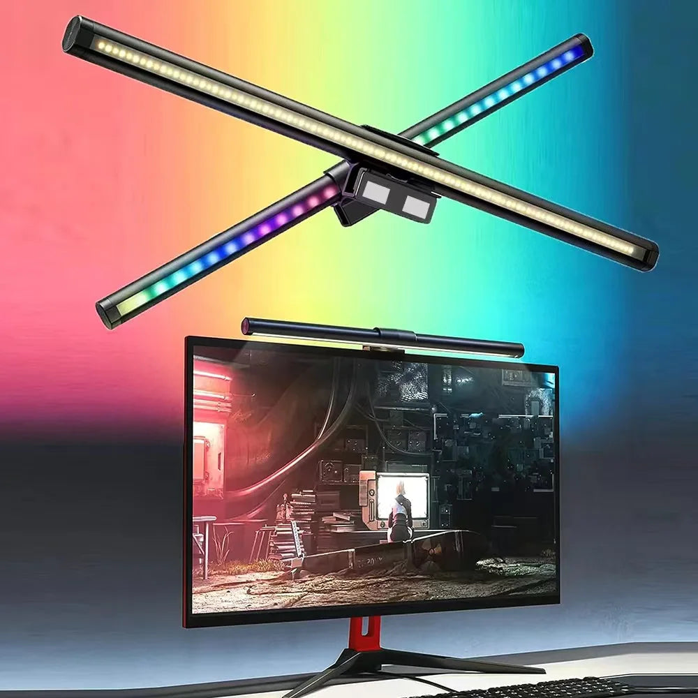 Atmosphere Monitor Light Bar - Stepless Dimming LED Hanging Lamp, Immersive Lighting for Gaming Work Study Reading 30CM RGB