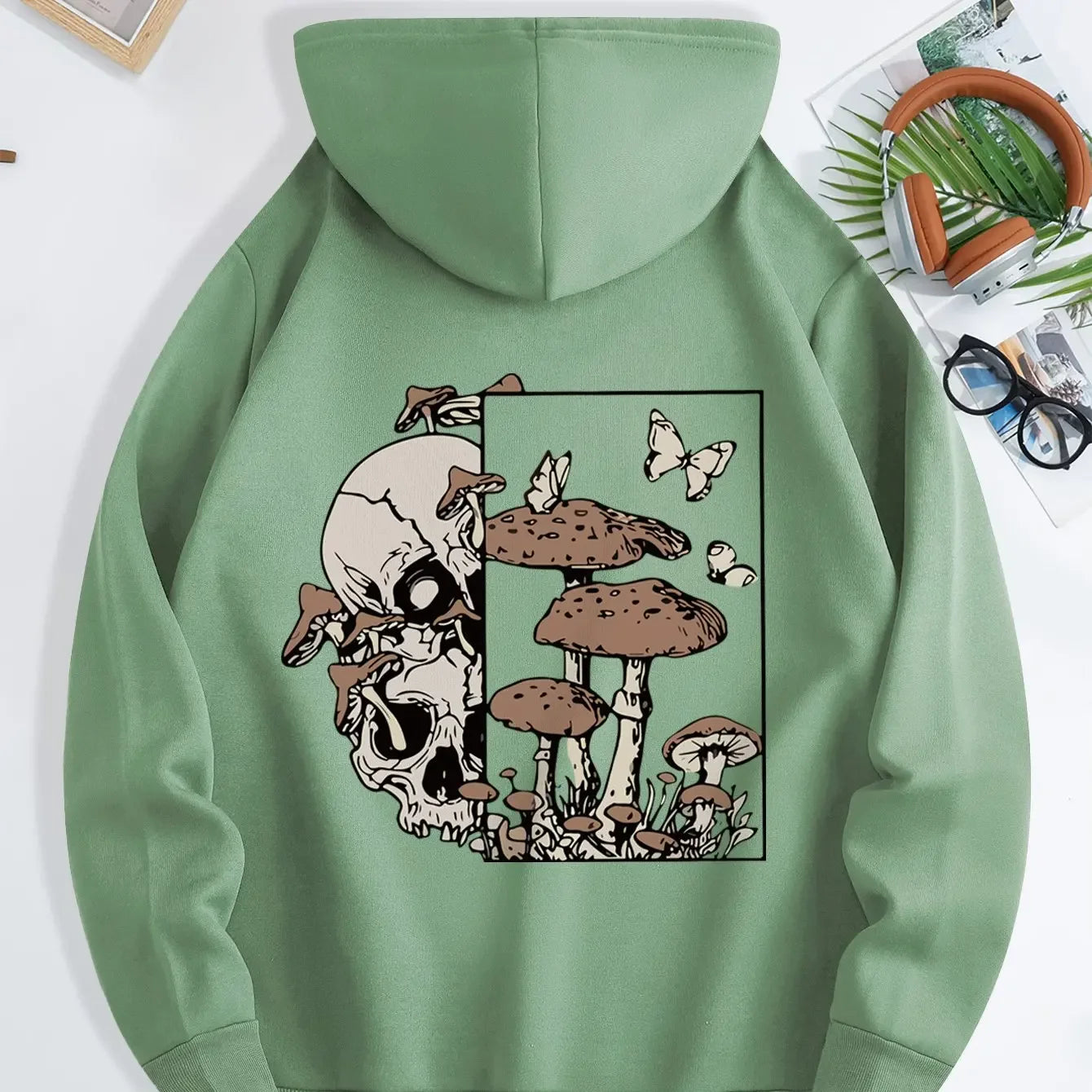 New unisex stylish hooded sweatshirts casual everyday hoodies printed with skull mushroom and butterfly patterns