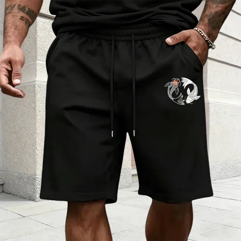 Japanese Yinyang Pattern Men's Tracksuit Cotton T-shirt and Sports Shorts Summer Urban Casual Fashion Short Sleeve Outfits S-3XL