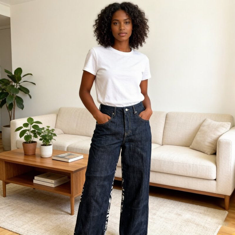 Y2K Dragon & Tiger Print Distressed Denim Pants