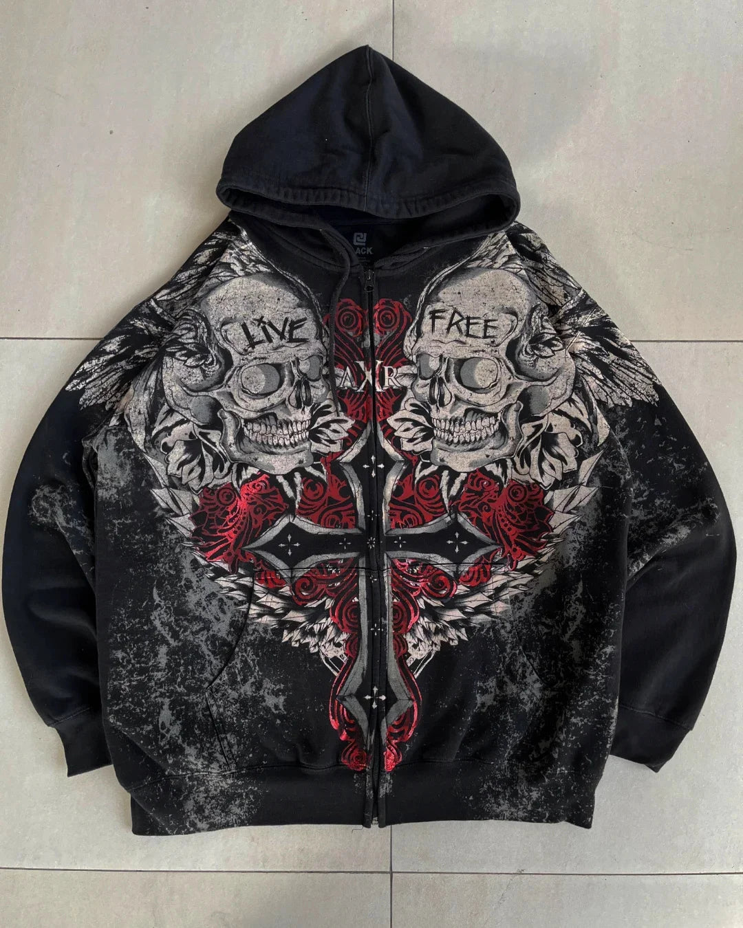 Explosions Hooded sweater Men American Retro Hip-Hop Street Graffiti Unisex Zipper Hoodie Fashion Printed Pattern Sweatshirt