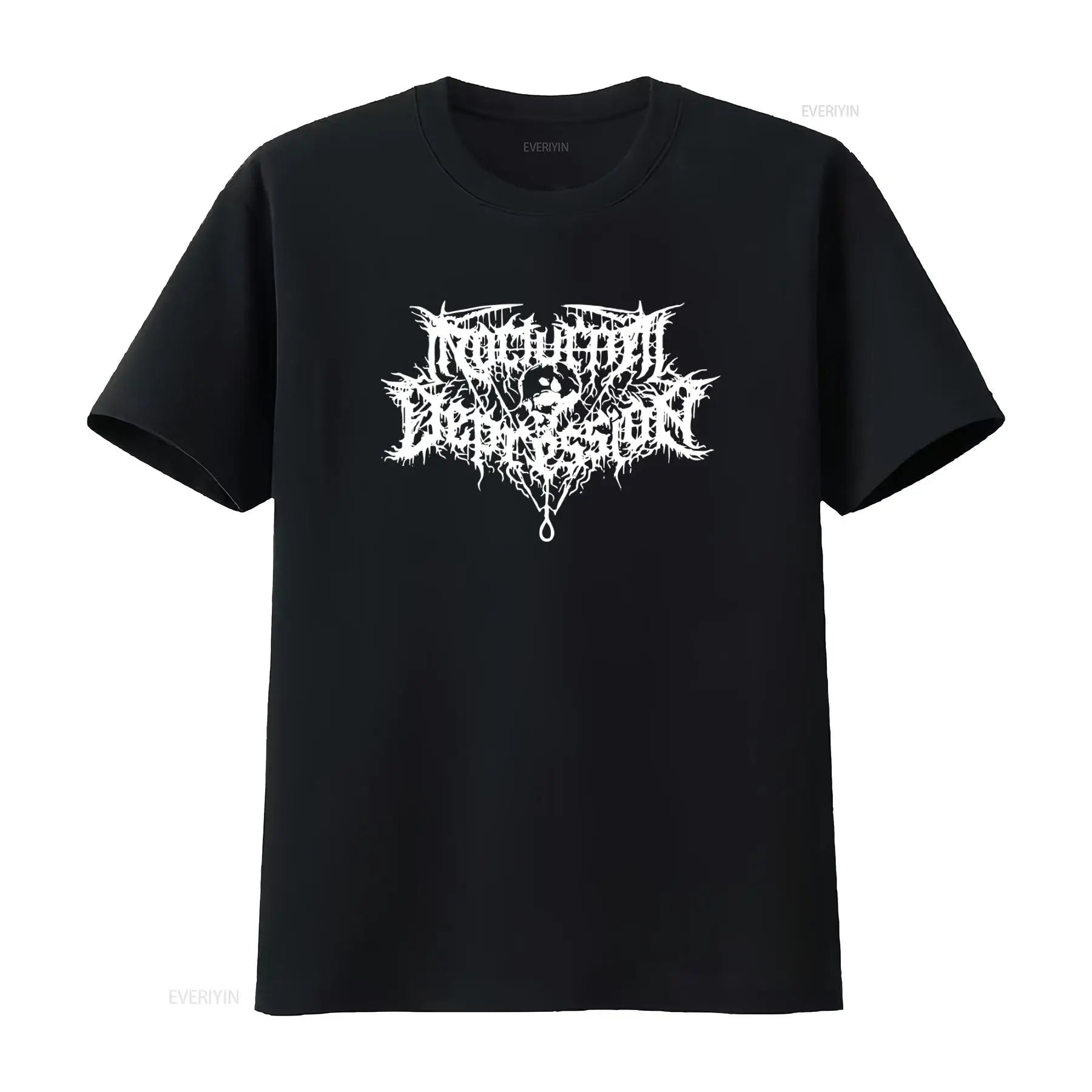 Nocturnal Depression Black Metal Band Logo Print T Shirt for Men Gothic Style  vintage Washed graphic Stretched homme