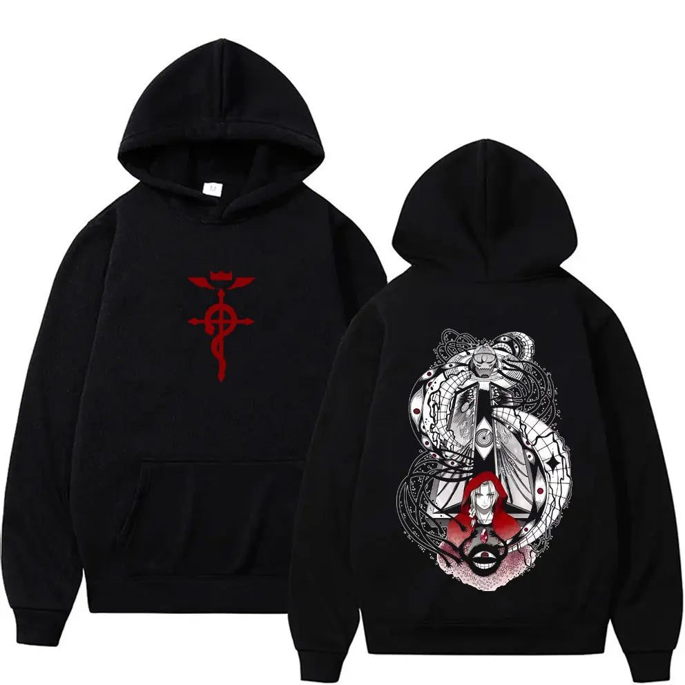 Hot Japanese Anime Fullmetal Alchemist Edward Elric and Alphonse Elric Merch Hoodie Men Women Manga Casual Oversized Sweatshirt