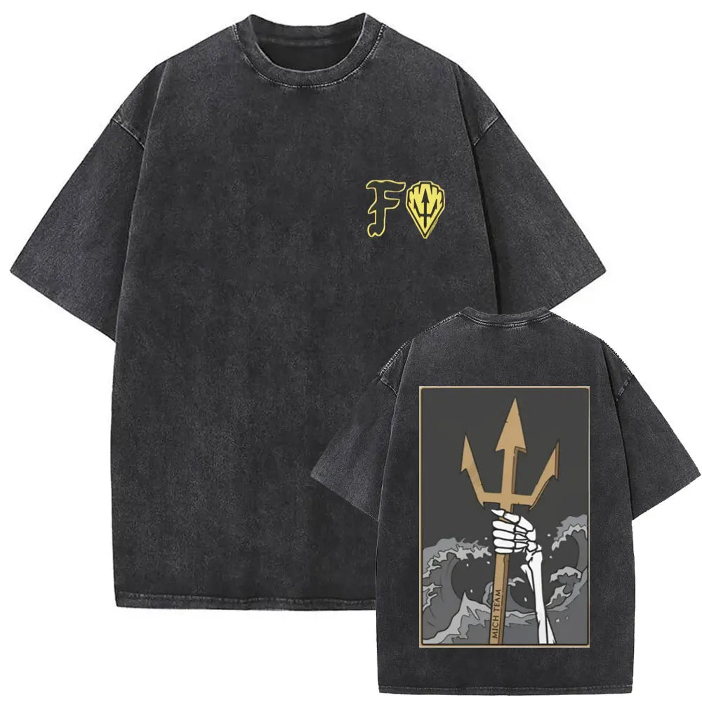 Forward Observations Group Vintage Washed T-shirt Skeleton Graphic T Shirts Men Women Fashion Oversized T-shirts Male Streetwear