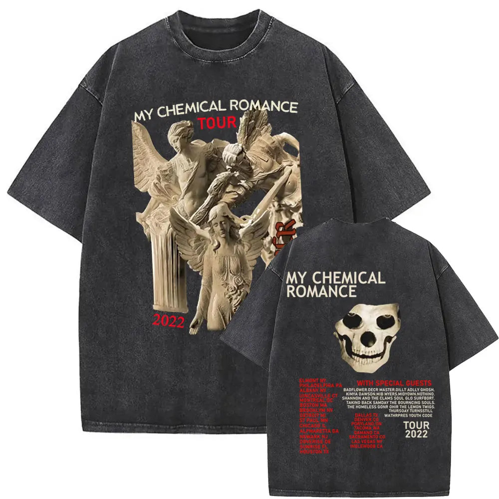 Washed Vintage Rock Band My Chemical Romance The Black Parade Tour 2025 T-shirt Men Women Fashion Punk Emo Oversized T Shirts